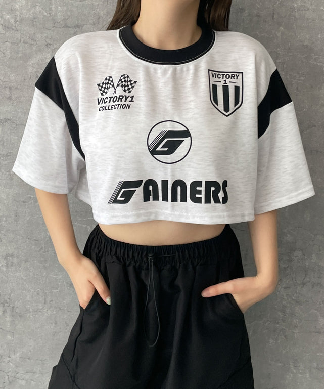 GAMEクロップドT【一部店舗限定】/ホワイト 　モデル:155cm F着用